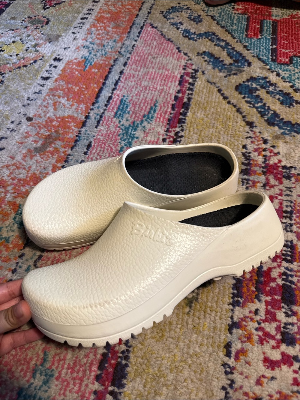 Birkenstock Super-Birki Cream Slip-On Clog Shoes L10 M8